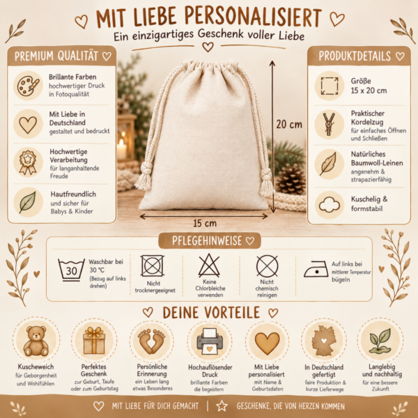 Baumwoll Saeckchen 24 Stueck Fuer Den Adventskalender Mit Massrn Udn Details Zum Artikel