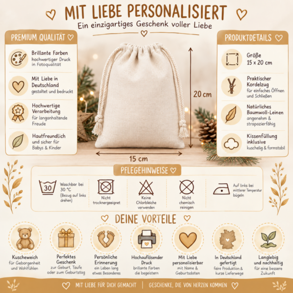 Baumwoll Saeckchen 24 Stueck Fuer Den Adventskalender Mit Massrn Udn Details Zum Artikel