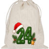 Baumwoll Saeckchen Mit Zahlen Und Zweigen Im Weihnachtsmannhut Und Zahl 24 Fuer Den Adventskalender