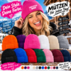 Unisex Wintermützen und Beanies in verschiedenen Farben mit individuellem Druck Bad Hair Day Frau mit Mütze