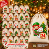 Adventskalender Mit 24 Baumwoll Saeckchen Und Wichtel Rentier Teddy Mit Weihnachtsmannhut Zum Selbstbefuellen1