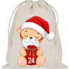 Baumwoll Saeckchen Teddy Mit Bart Im Weihnachtsmannhut Und Zahl 24 Fuer Den Adventskalender