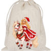 Baumwoll Saeckchen Mit Prinzessin Im Weihnachtsmannhut Und Zahl 24 Fuer Den Adventskalender