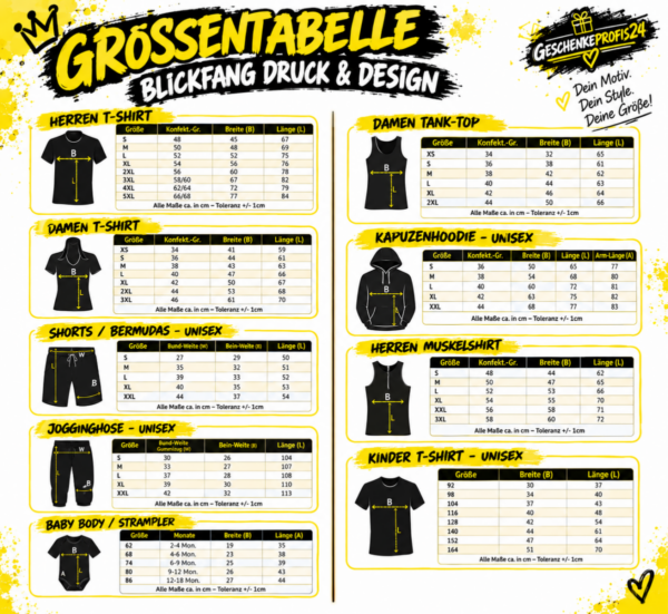 Deutsche Groessentabelle Im Urban Stil