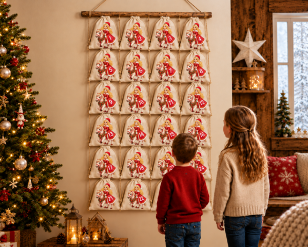 Kinder Mit Prinzessin Adventskalender An Der Wand Mit 24 Baumwoll Saeckchen Zum Befuellen. Wiederverwendbar Liebevoll Gestaltet Und Perfekt Fuer Kinder Erwachsene. Jetzt Entdecken
