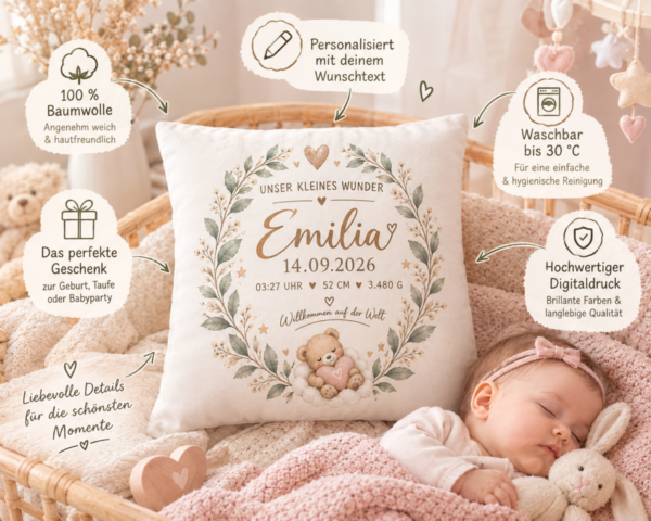 Personalisierte Baby Kuschelkissen Im Pastellzimmer