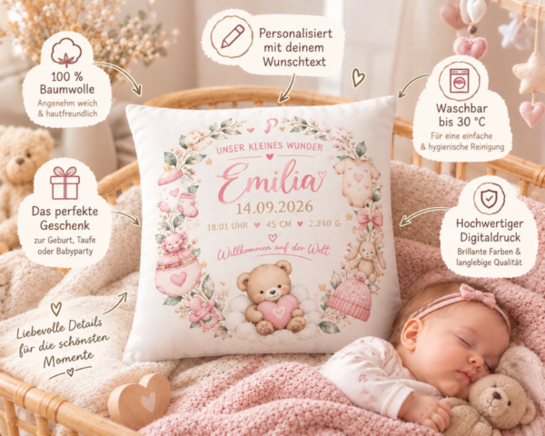 Personalisierte Baby Kuschelkissen Im Pastellzimmer