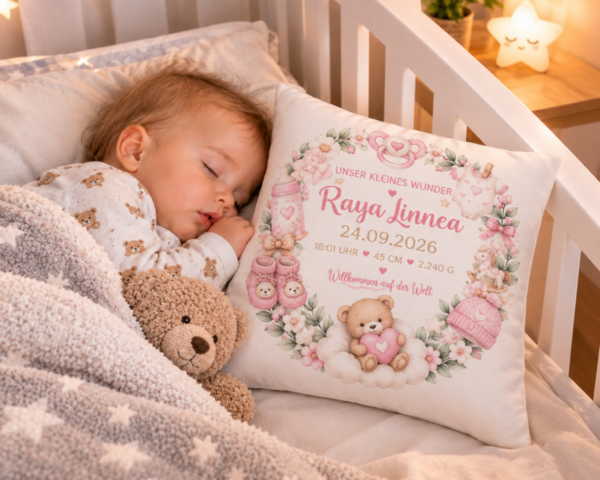 Schlafendes Baby Mit Raya Linnea Kuschelkissen