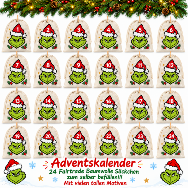 Mit Gruenem Monster Gesicht Adventskalender Im Weihnachtszauber
